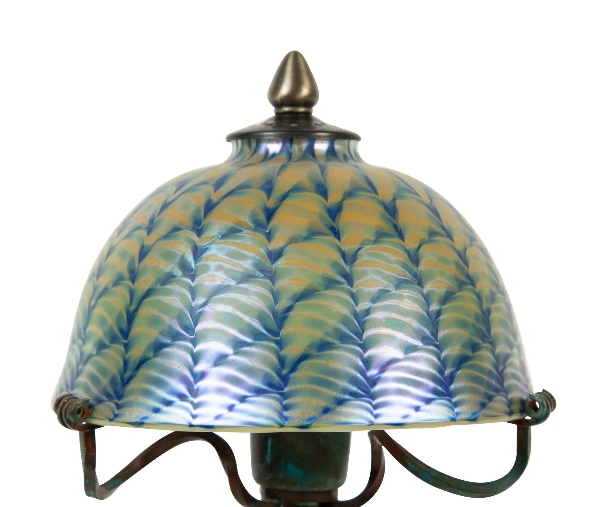 A Lundberg Studios Iridescent Glass Lamp