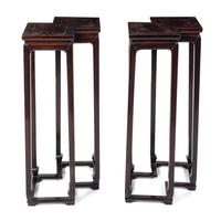 A Pair of Chinese Hardwood Side Stands Height 34 1/4 x width 21 1/4 x depth 13 3/4 inches. — 19TH CENTURY