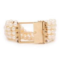 Cultured Pearl and Yellow Gold Buckle Bracelet