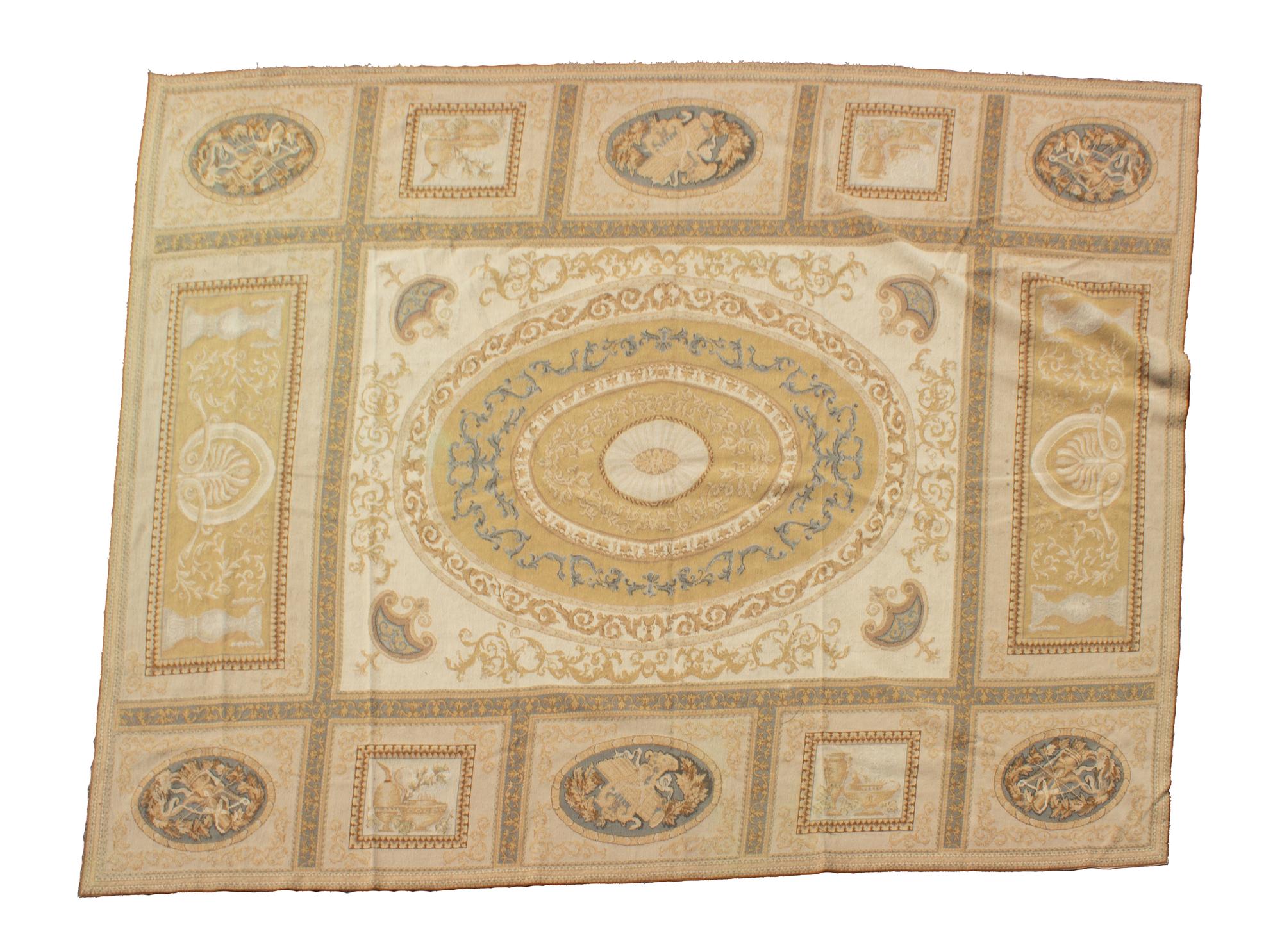 An Aubusson Style Needlepoint Rug 10 feet 8 inches x 8 feet. — 20TH CENTURY