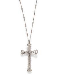 ANTIQUE, DIAMOND CROSS PENDANT/NECKLACE