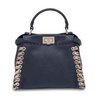 Fendi, Mini Peekaboo Bag in Navy Leather & Python