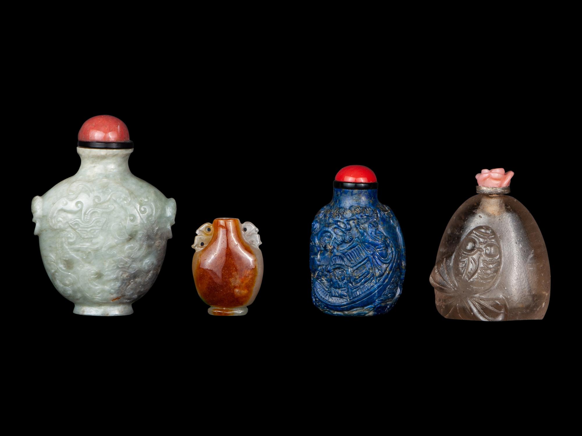 Four Chinese Hardstone Snuff Bottles