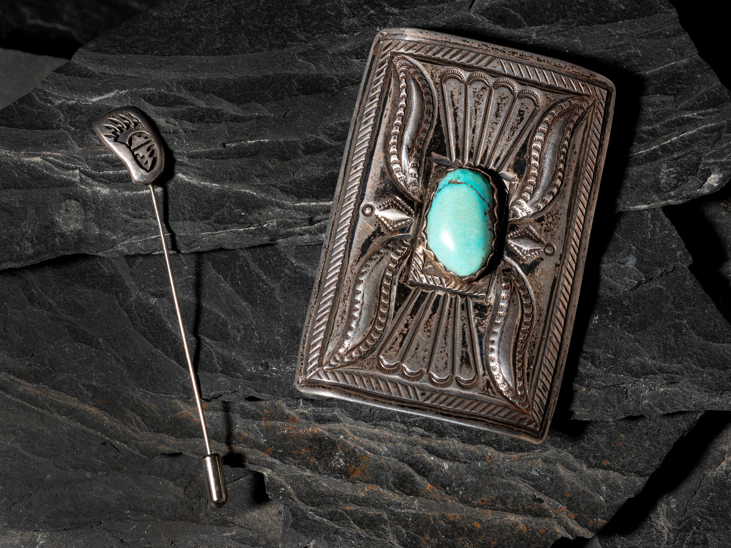 Silver and Turquoise Ketoh Concha AND Hat Pin