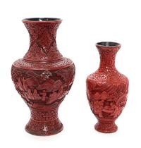 Two Chinese Cinnabar Lacquer Vases Height of tallest 16 inches. — LATE 19TH-20TH CENTURY