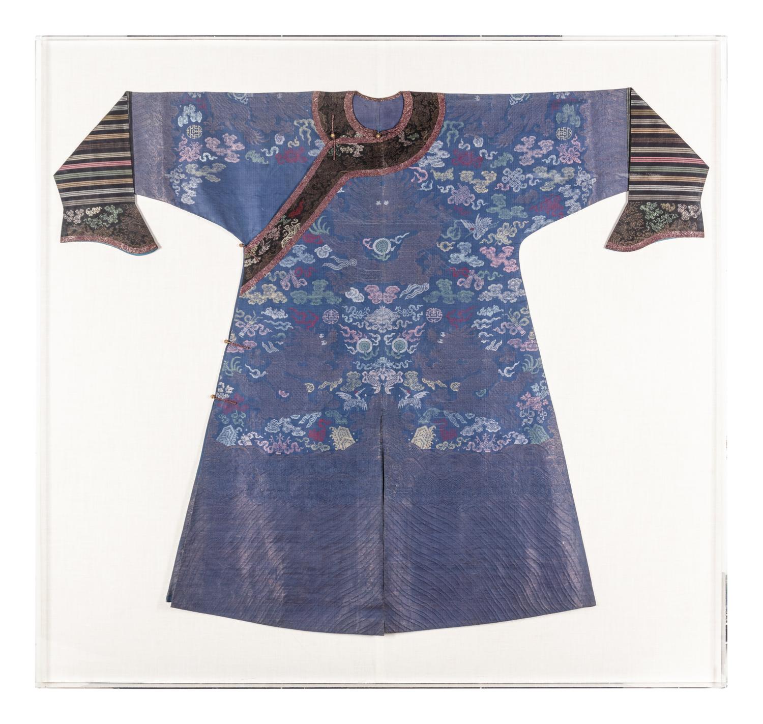 A Blue Ground Silk Gauze Summer 'Dragon' Robe, Jifu