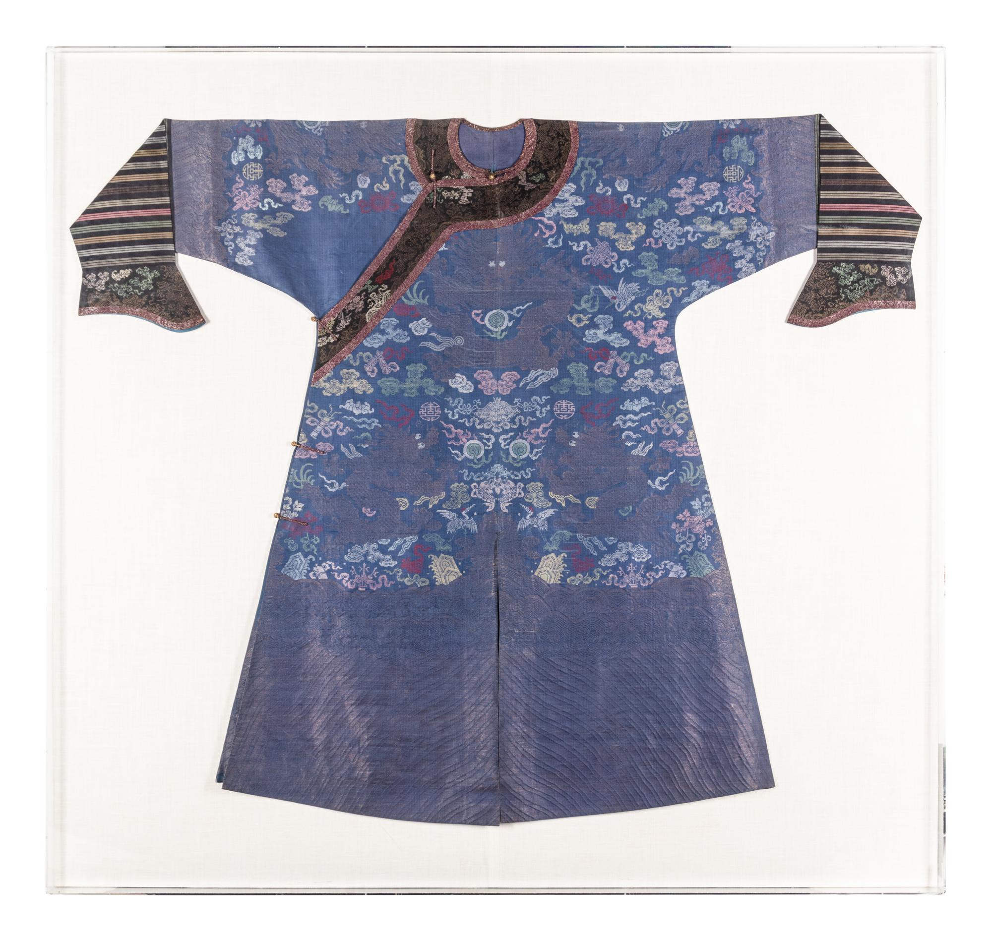 A Blue Ground Silk Gauze Summer 'Dragon' Robe, Jifu