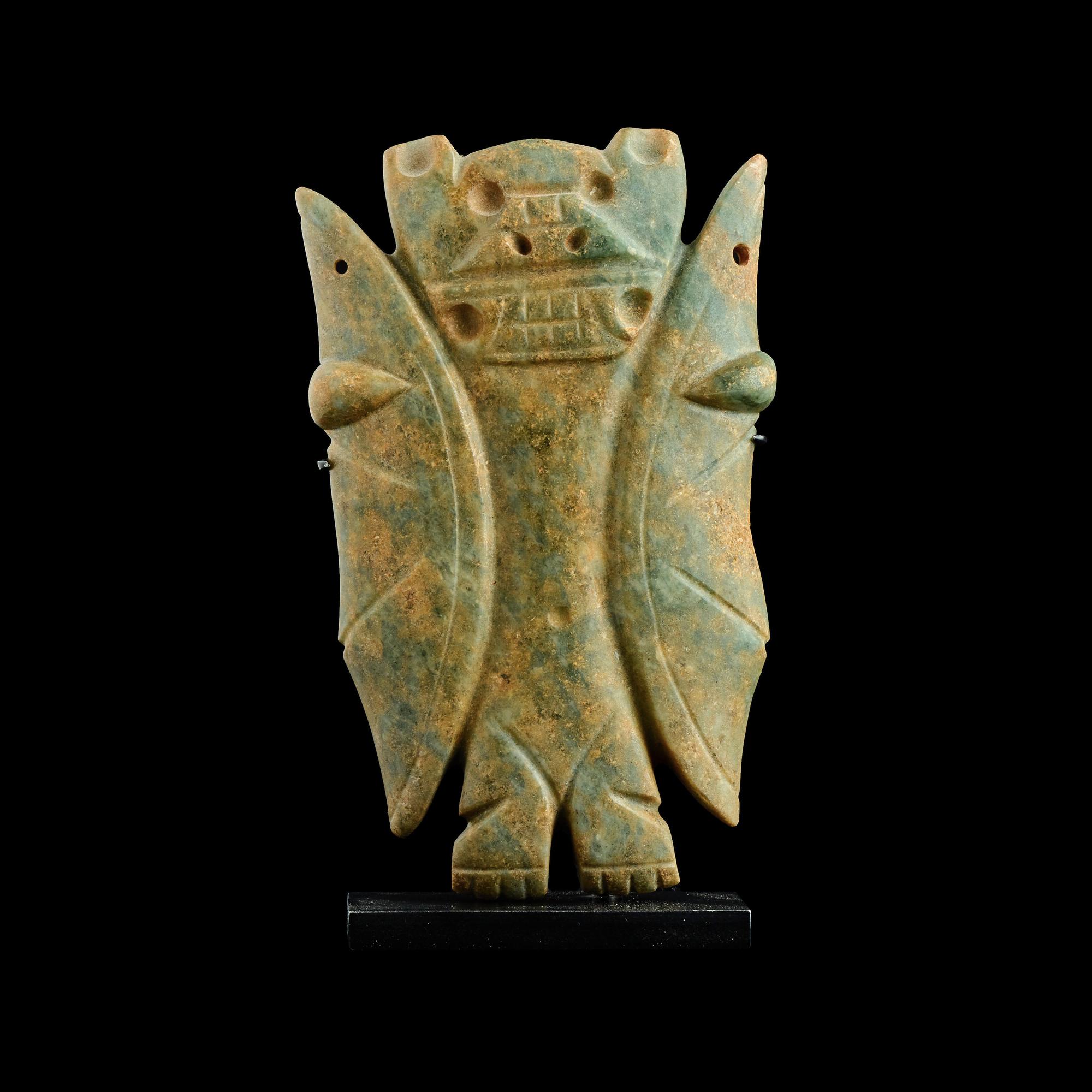 A Costa Rican Jade Bat Figure