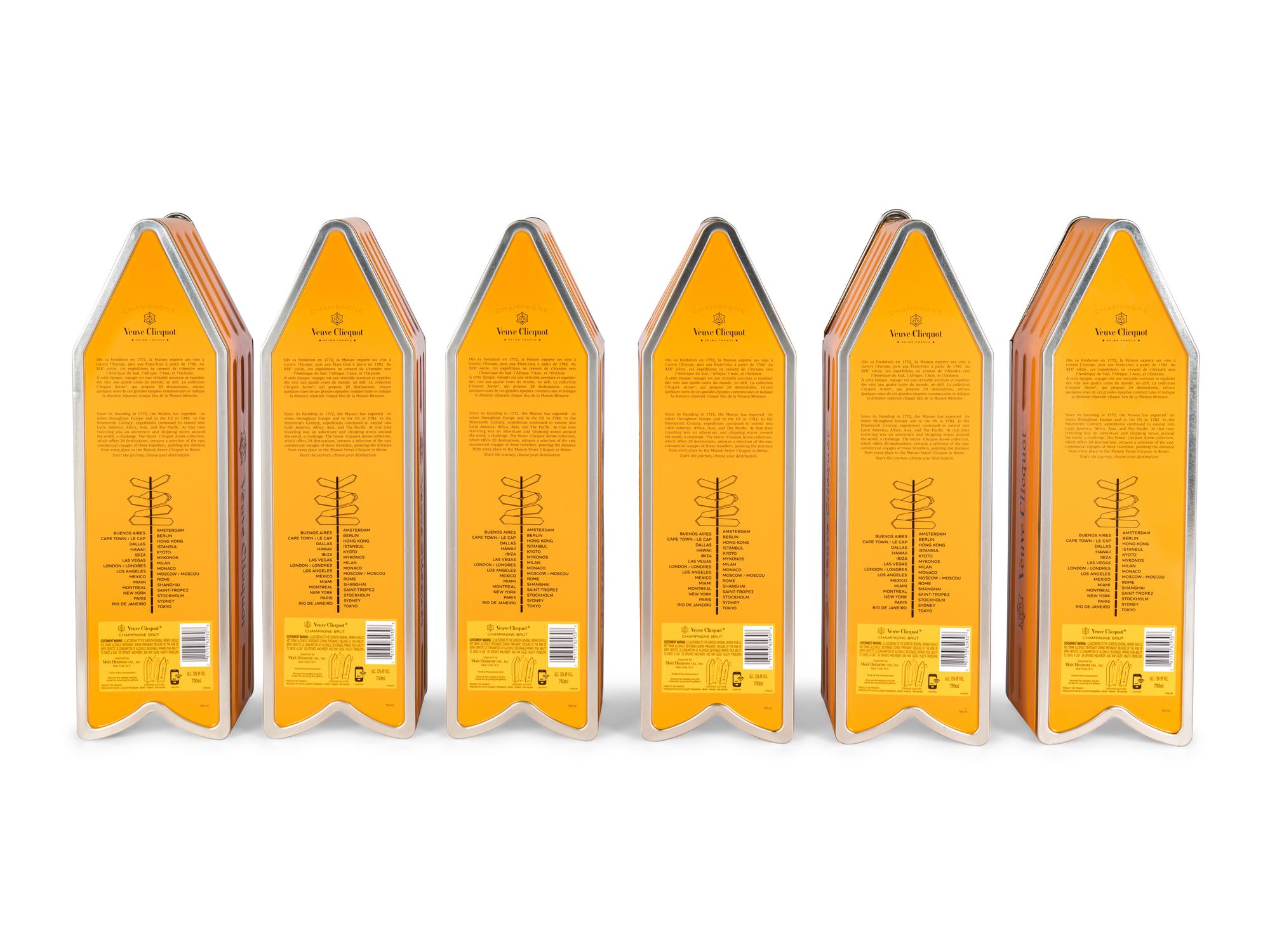 A Set of Six Veuve Clicquot "Arrow" Gift Tins