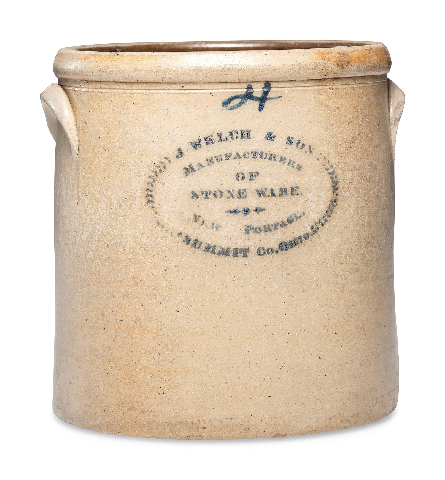 A Jacob Welch Four-Gallon Stoneware Crock