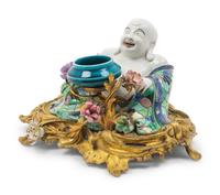 A Louis XV Style Gilt-Bronze-Mounted Porcelain Encrier — 19TH CENTURY