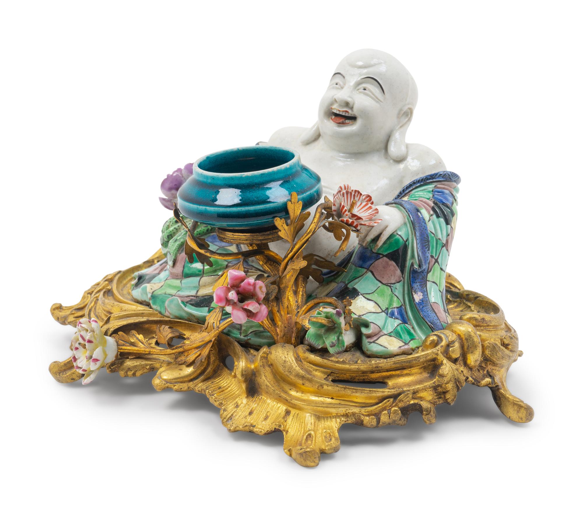 A Louis XV Style Gilt-Bronze-Mounted Porcelain Encrier — 19TH CENTURY