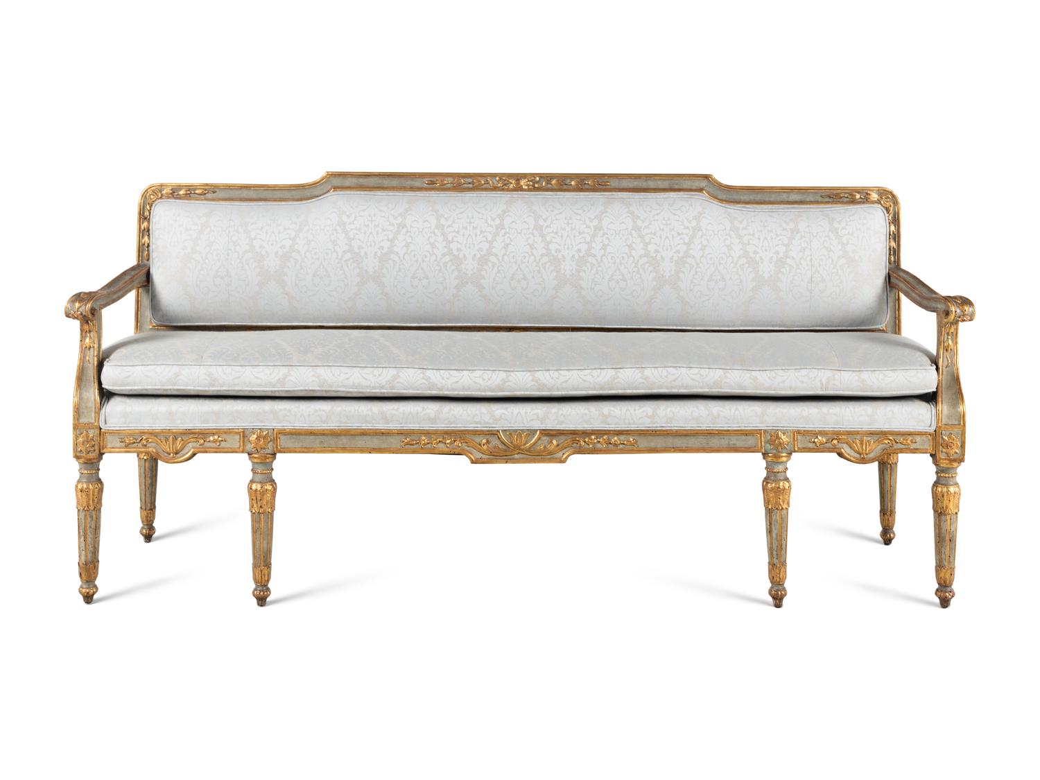 A Venetian Painted and Parcel-Gilt Canape