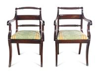 A Pair of Regency Twist-Carved Mahogany Armchairs