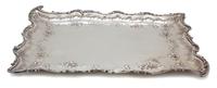 A French Silver Rectangular Serving Tray, Jean Francois Veyrat, Paris, France, 19th Century, with raised floral decoration