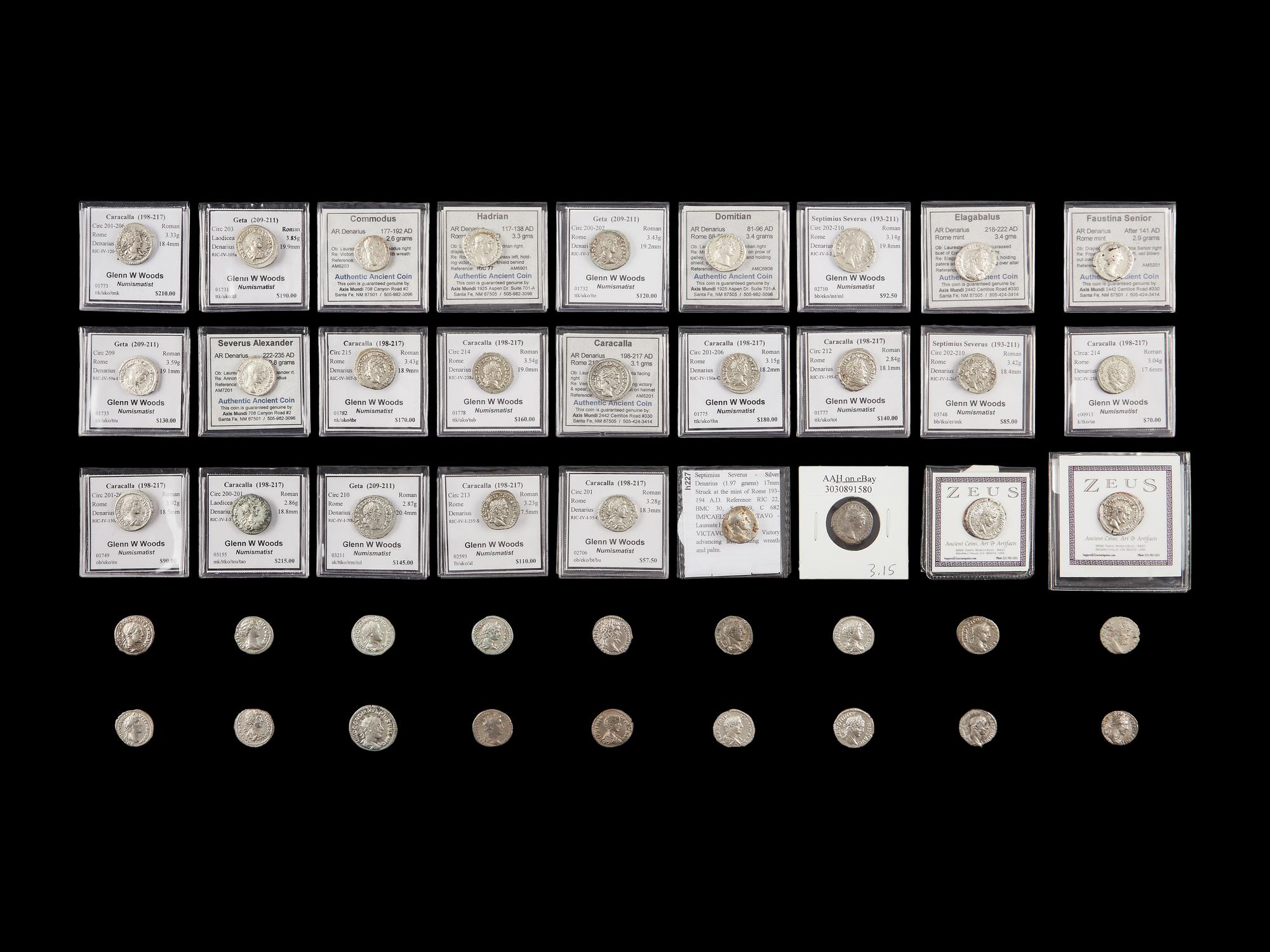 [ANCIENT] A Large Collection of Forty-Five Roman Empire Ar Denarius Coins