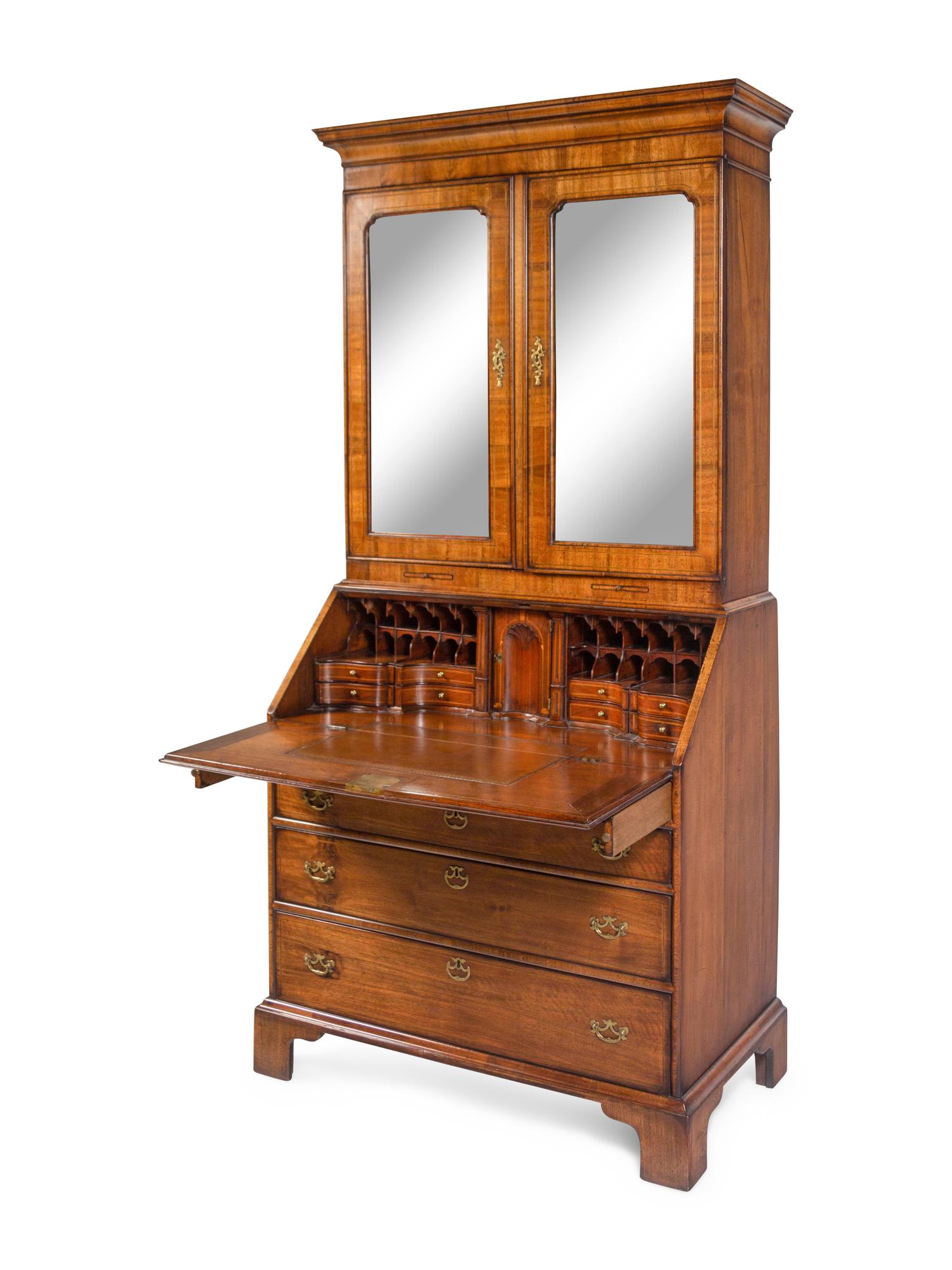 A George II Burl Walnut Secretary Bookcase