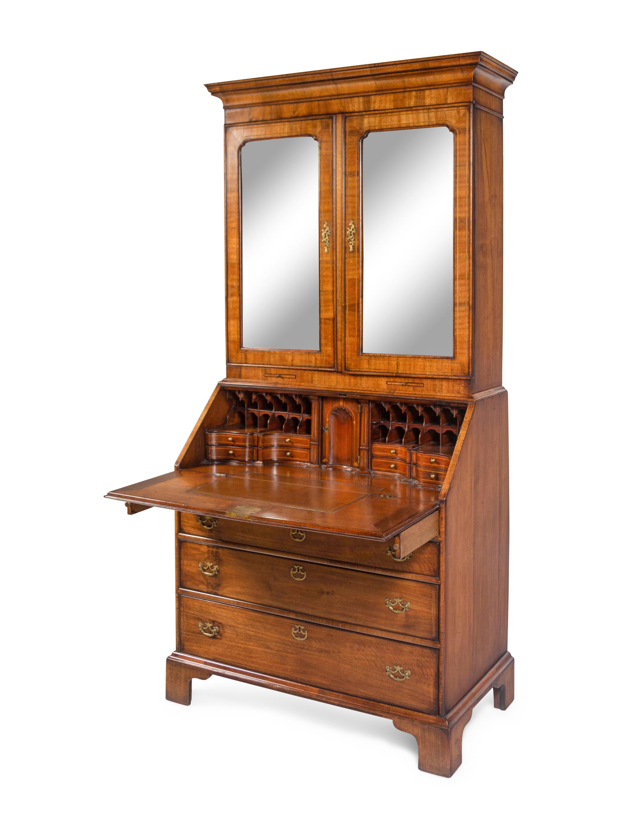 A George II Burl Walnut Secretary Bookcase