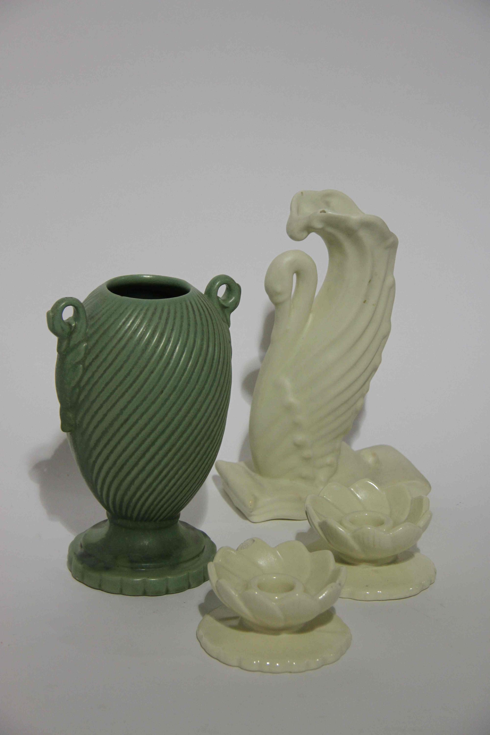 A Group of Seven Haeger Pottery Table Articles Height of tallest 9 1/2 inches. — 1940s