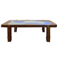 A Mid-Century Wood and Tile Table by Barrois for Vallauris 47.5" W x 22.5" D x 14" H — France, Mid-20th Century