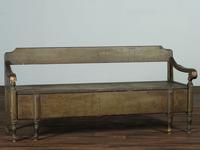 A Swedish-American Green Painted Pine Country Tavern Bench and Trundle Bed