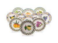 A Group of 26 Portuguese Conimbriger Hand-Painted Ceramic Fruit Plates — 20TH CENTURY