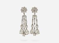 A Pair of 14K White Gold and Diamond Earrings