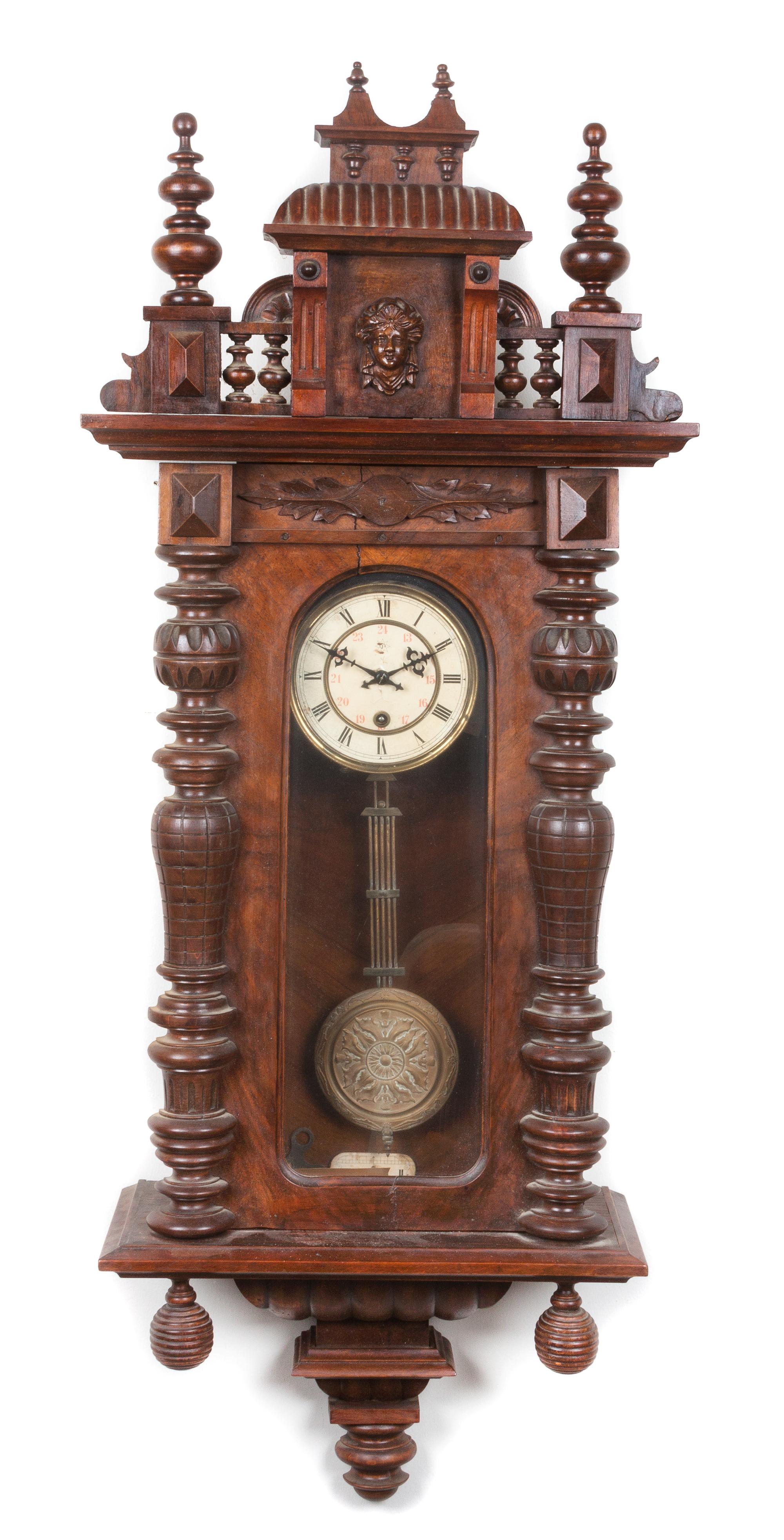 A Victorian Walnut Regulator Clock, Junghans Height 48 inches. — EARLY 20TH CENTURY