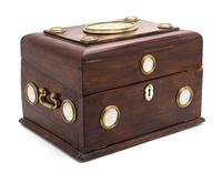 A Mother-of-Pearl Inset Mahogany Table Casket, Width 15 1/4 inches.