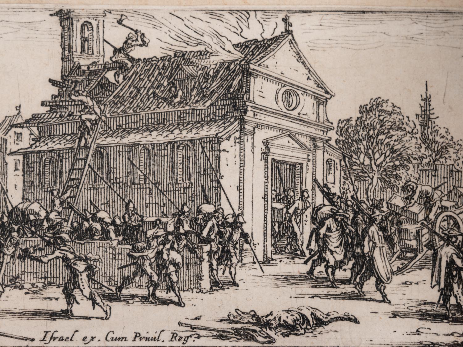 A pair of etchings (one from Les Petites Misères de la Guerre, the other from Gobbi)