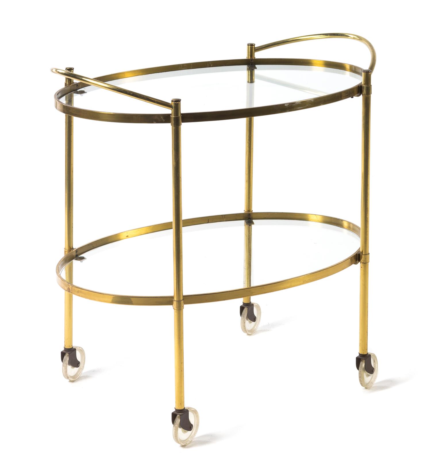 An Italian Brass Bar Cart Width 30 1/2 inches. — MID TO LATE 20TH CENTURY