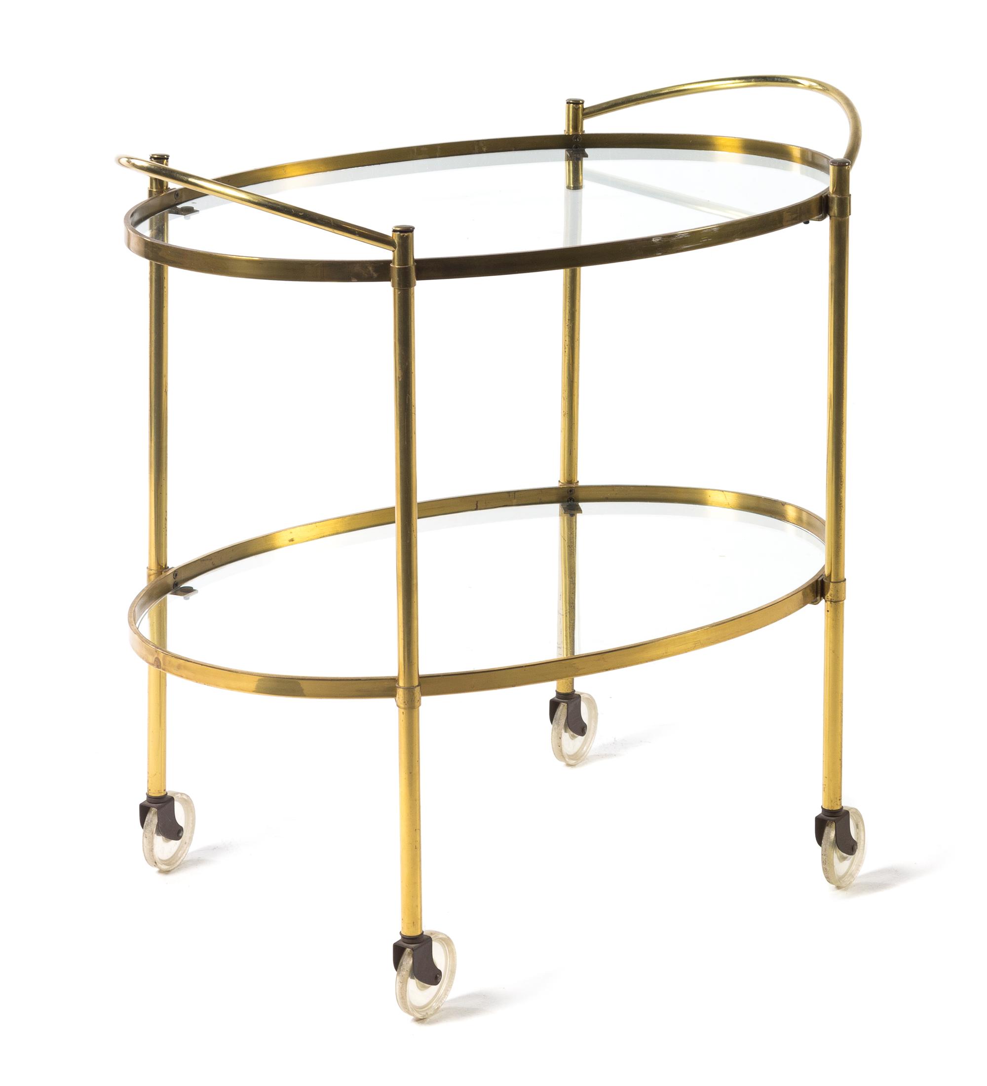 An Italian Brass Bar Cart Width 30 1/2 inches. — MID TO LATE 20TH CENTURY