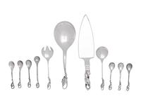 Eleven Georg Jensen Silver Blossom Pattern Flatware Articles