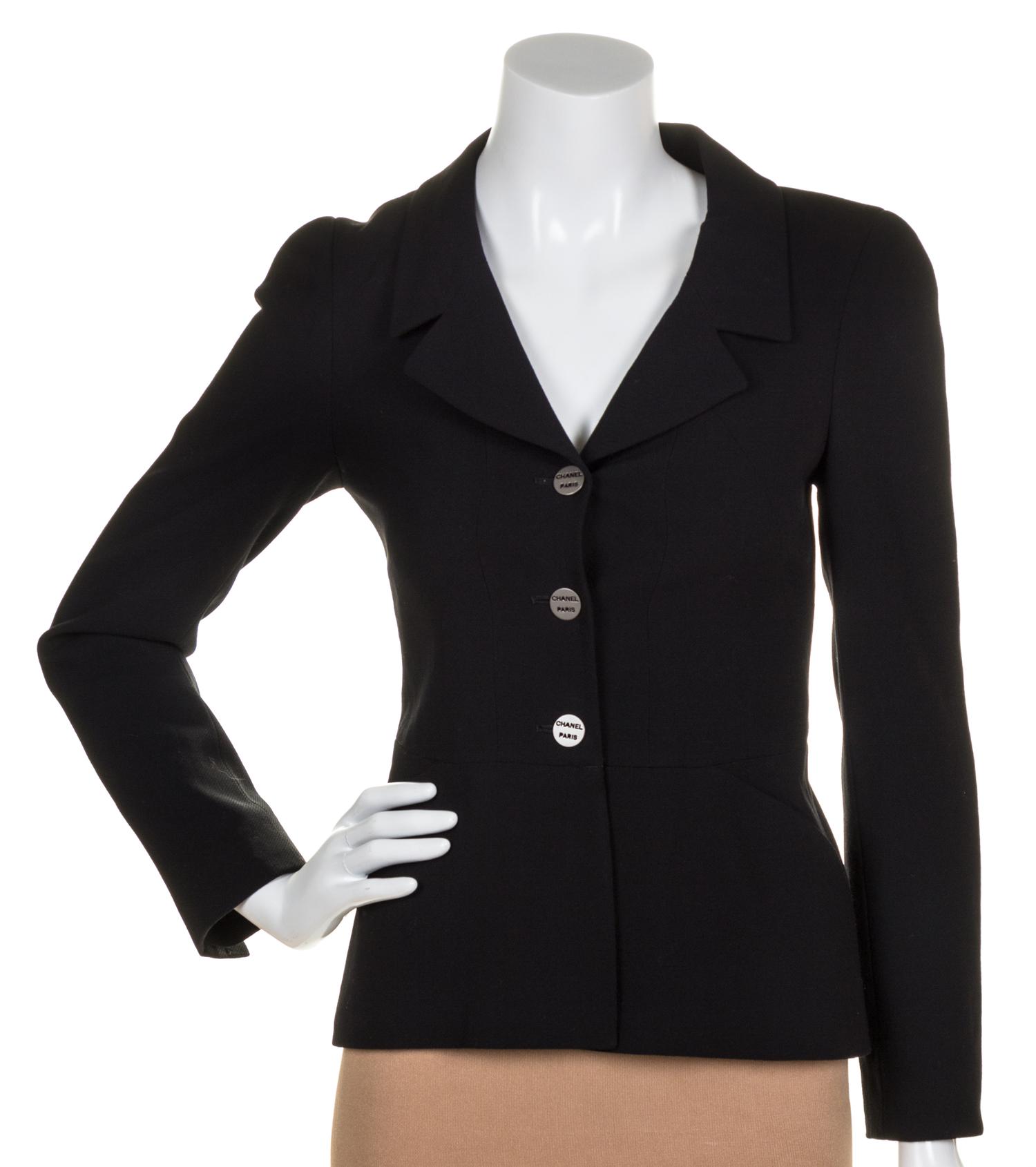 A Chanel Black Wool Jacket, Size 36.