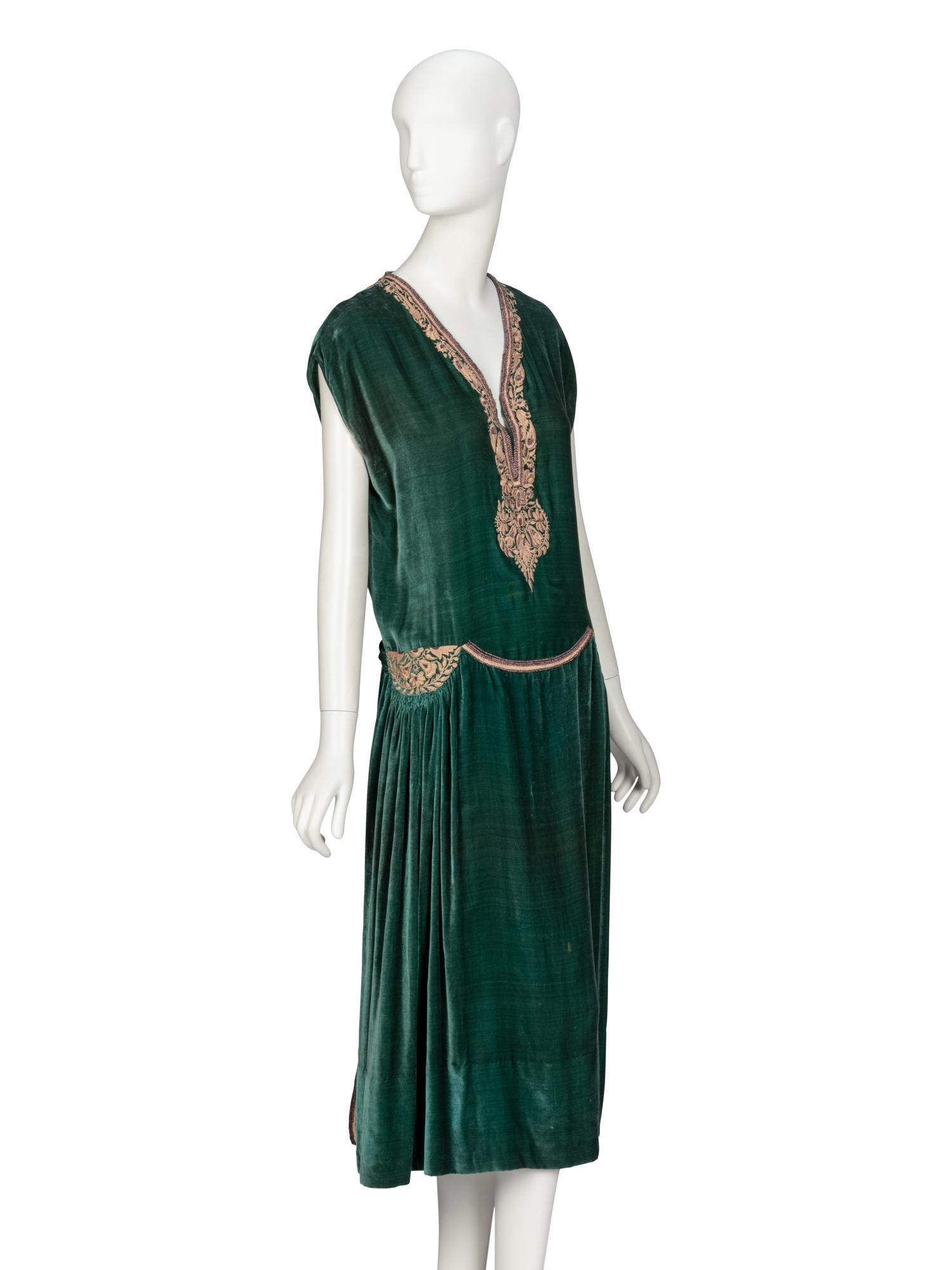 Jean Patou, Emerald Velvet Dress, c. 1930's