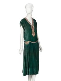 Jean Patou, Emerald Velvet Dress, c. 1930's