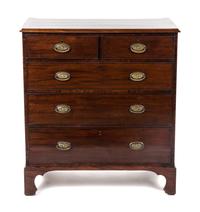 A George III Mahogany Chest of Drawers, Height 41 x width 37 1/4 x depth 20 1/4 inches.