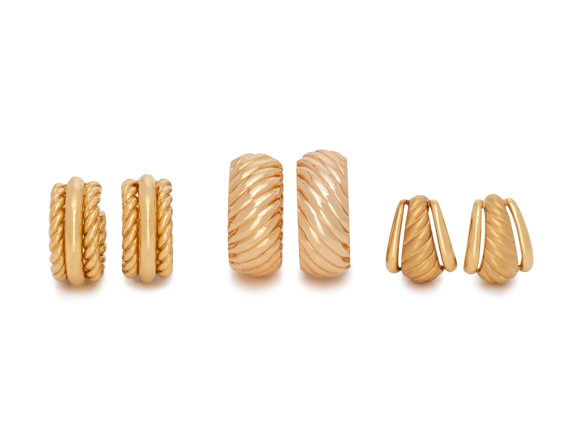COLLECTION OF YELLOW GOLD EARRINGS