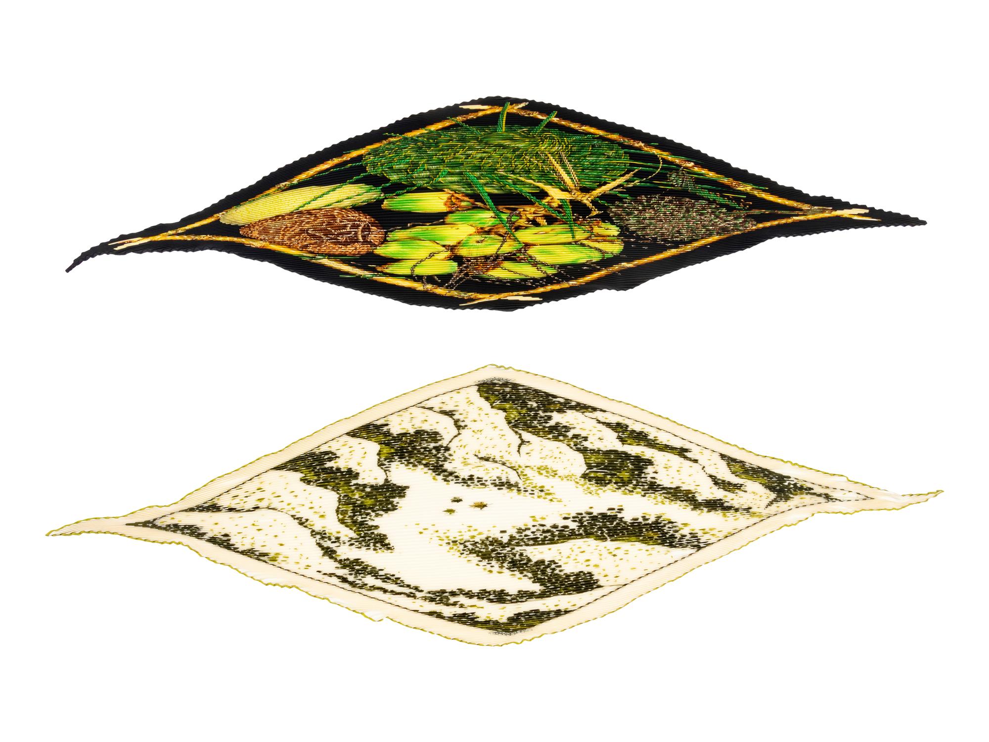 Four Hermès 90cm Pleated Silk Scarves