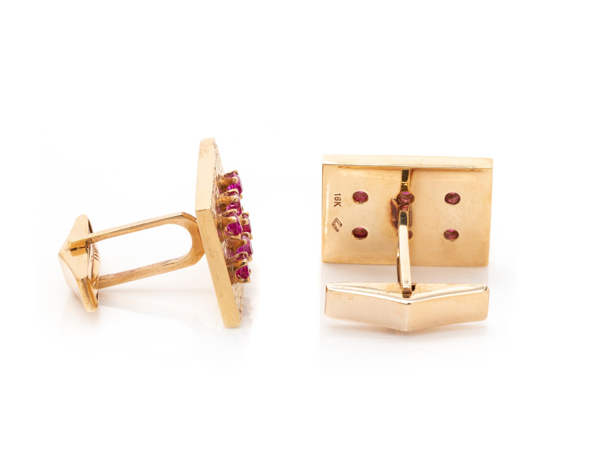 YELLOW GOLD AND RUBY CUFFLINKS