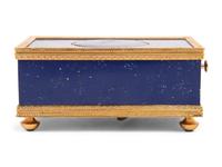 A Swiss Gilt Metal Mounted and Simulated Lapis Lazuli Singing Bird Box