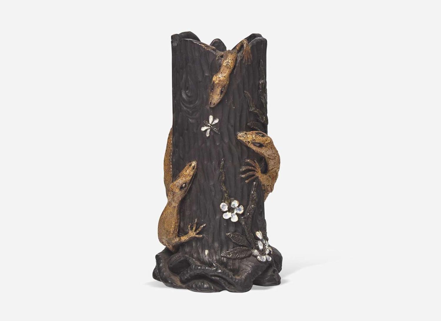 A Harry Barnard Stump Form Vase with Salamanders, UK, circa 1900