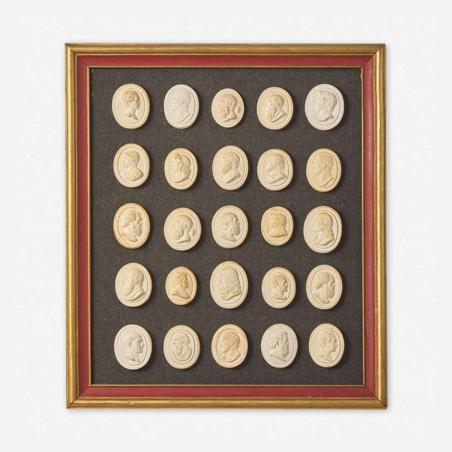 A Group of Six Framed Sets of Italian Plaster Intaglio Impressions 19th century