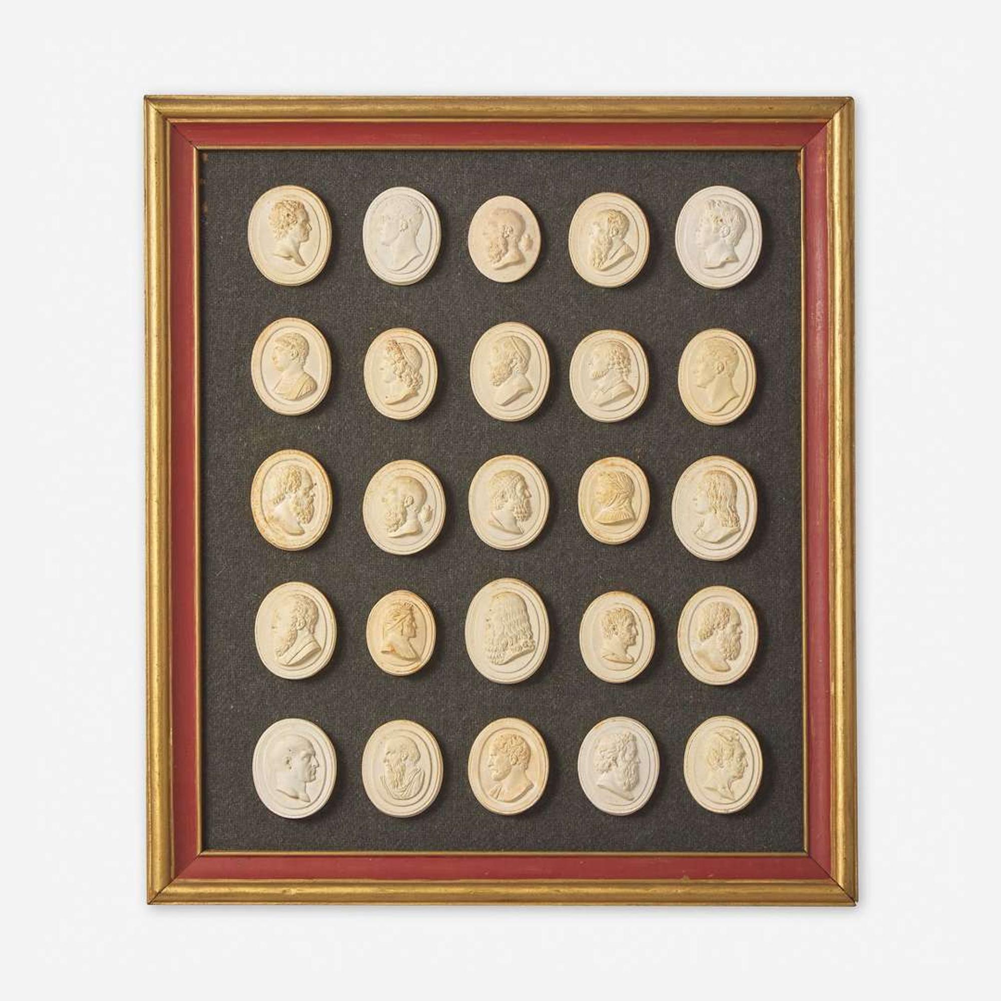 A Group of Six Framed Sets of Italian Plaster Intaglio Impressions 19th century