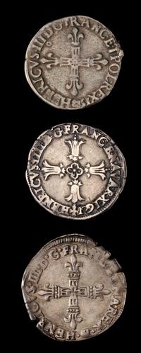 MEDIEVAL: Three Henry IV Silver 1/4 Ecu Coins