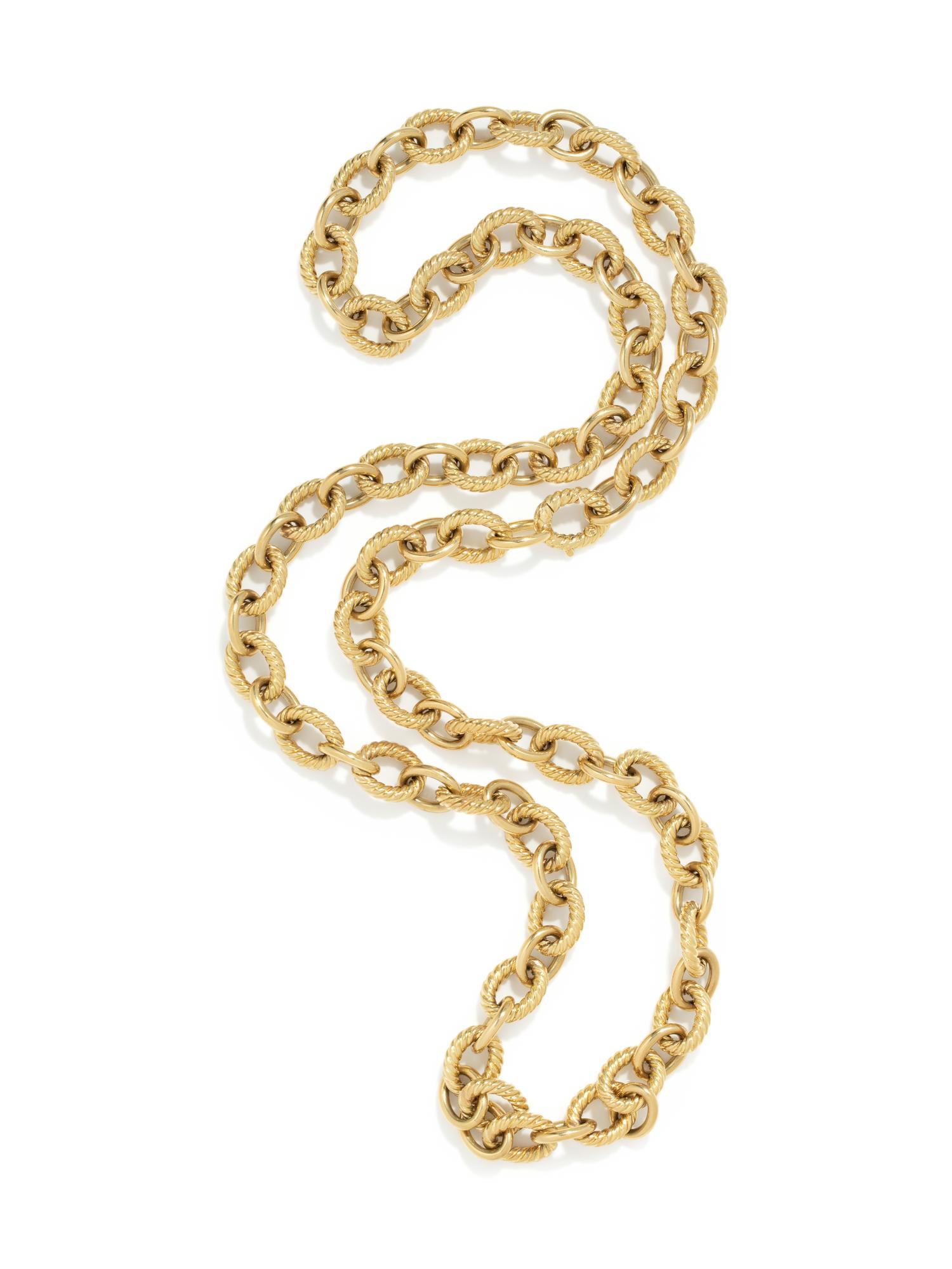 DAVID YURMAN, YELLOW GOLD 'OVAL LINK' NECKLACE