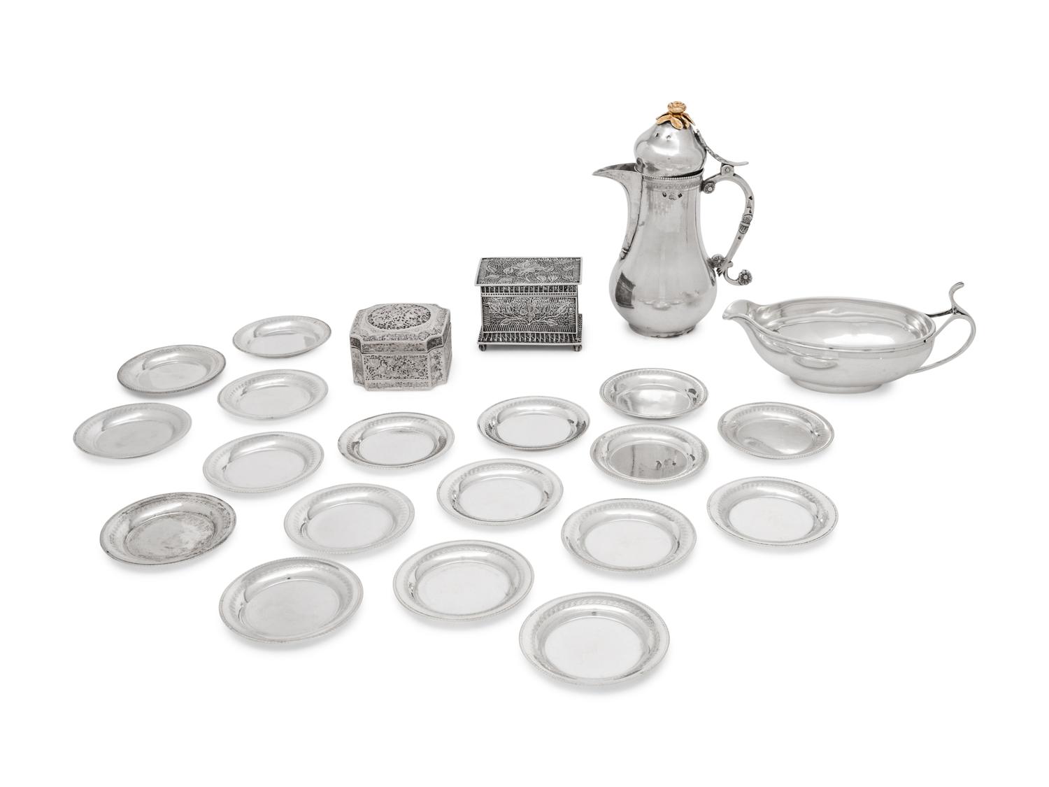 A Group of Continental and Middle Eastern Silver Table Articles