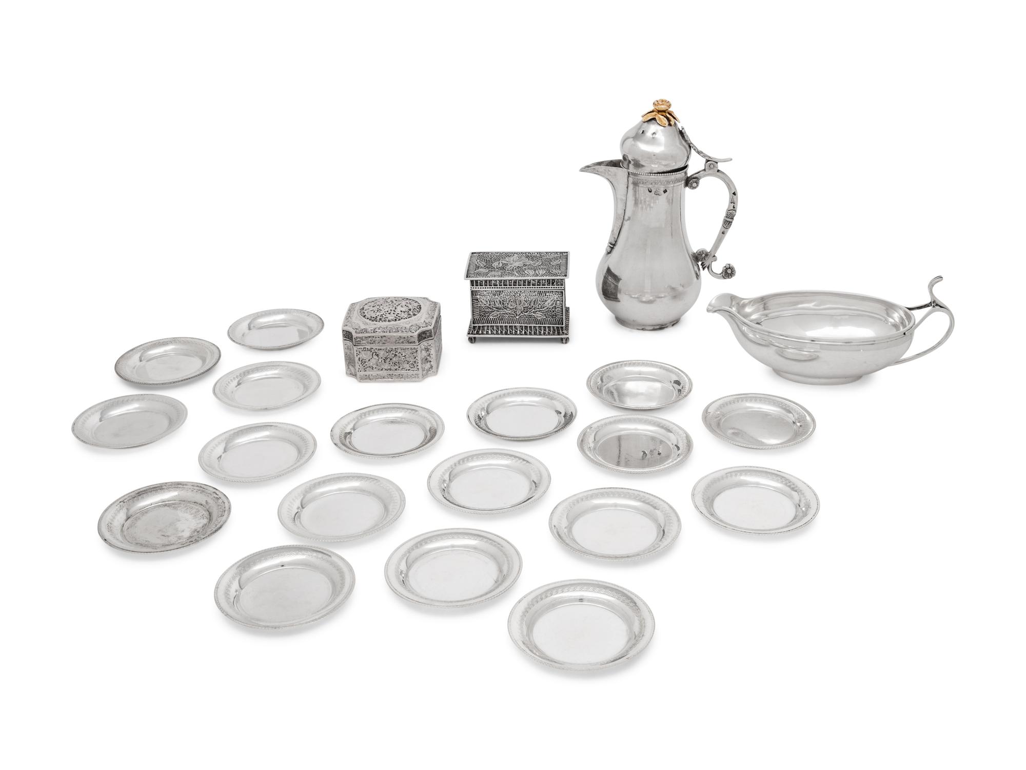 A Group of Continental and Middle Eastern Silver Table Articles