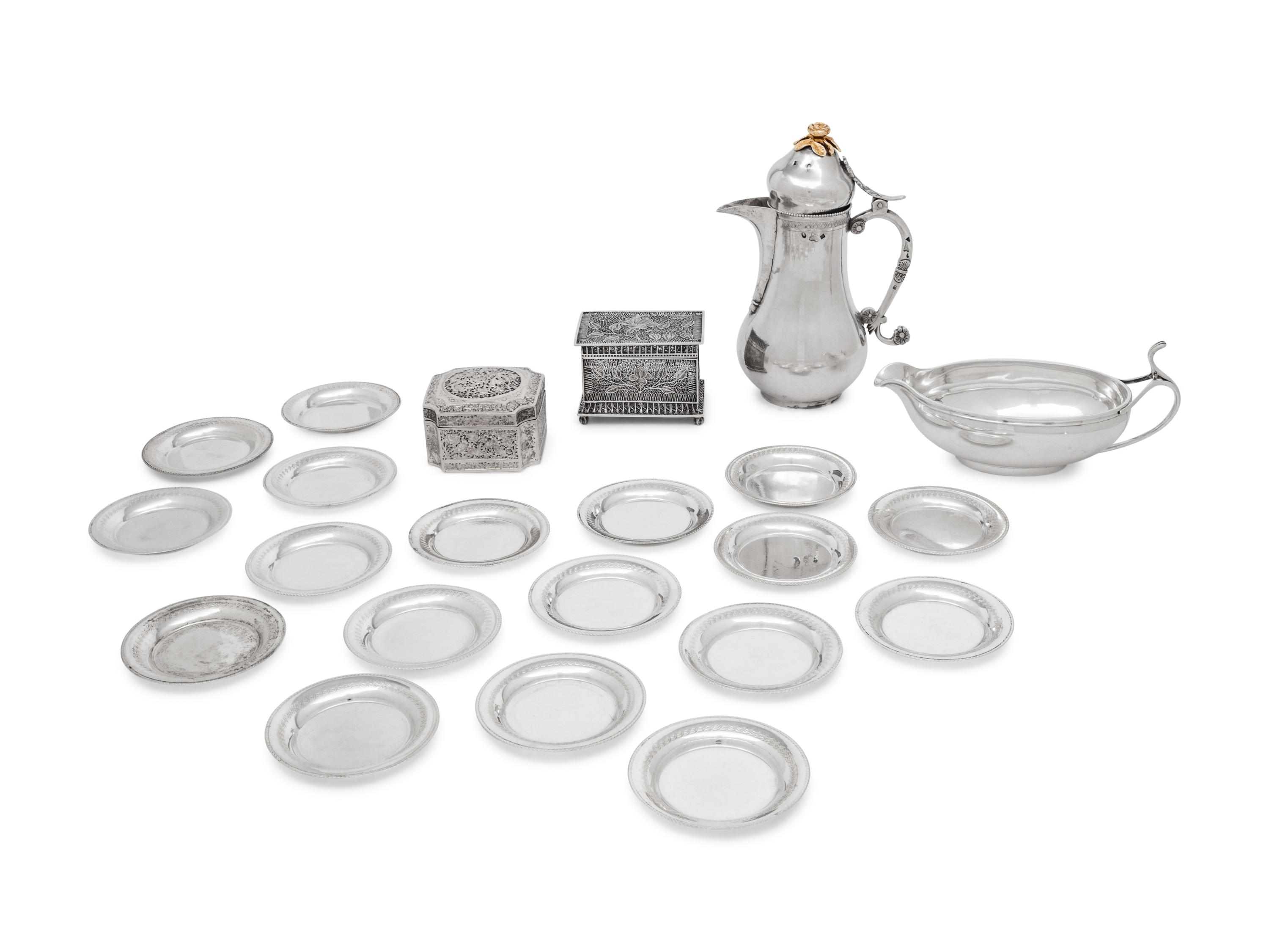 A Group of Continental and Middle Eastern Silver Table Articles