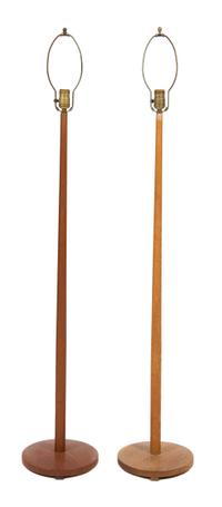 A Pair of Danish Modern Bleached Oak Floor Lamps Height 45 inches. — MID 20TH CENTURY